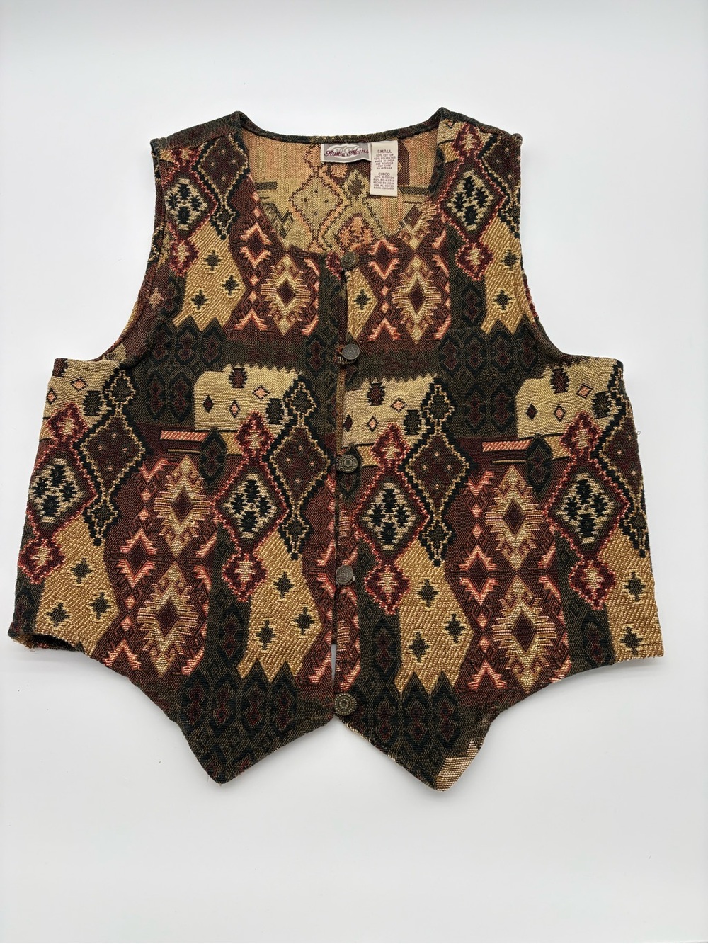 Vintage Austin Harris AztecPattern Button Front Vest